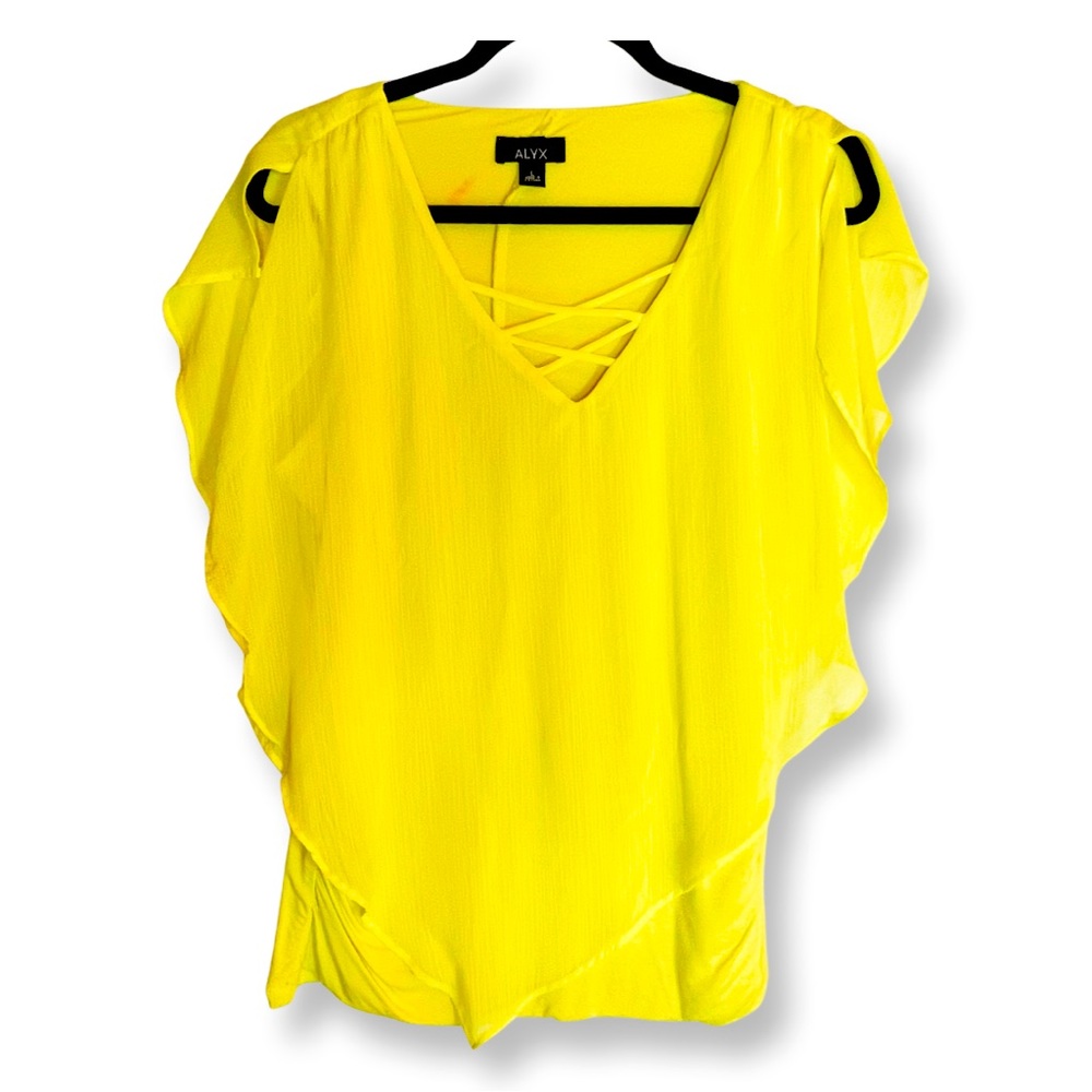 Neon Yellow lined flowy sleeveless blouse by Alyx, S L